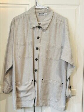Erika Collection Beige Utility Shirt Jacket Size M